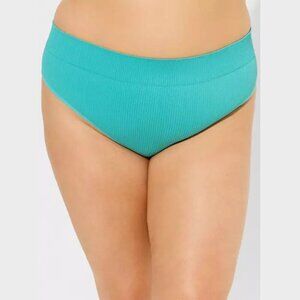 Torrid - Seamless Ribbed High-Rise Thong Panty in Baltic Teal / Turquoise Blue‌‌